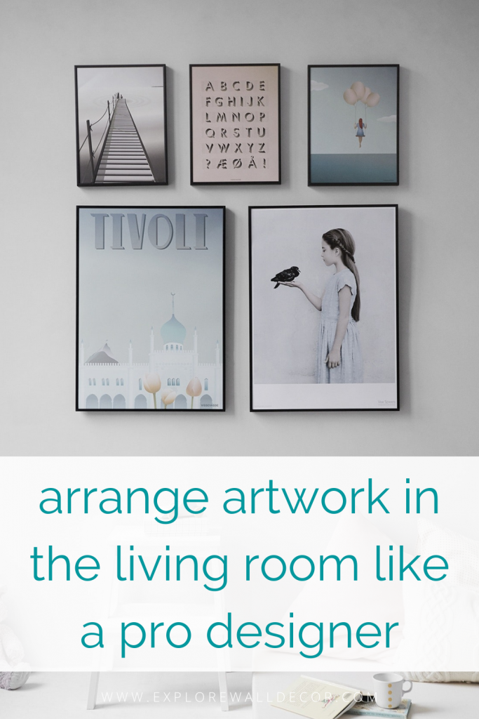 pin this image to share the info on how to arrange artwork in the living room like a pro