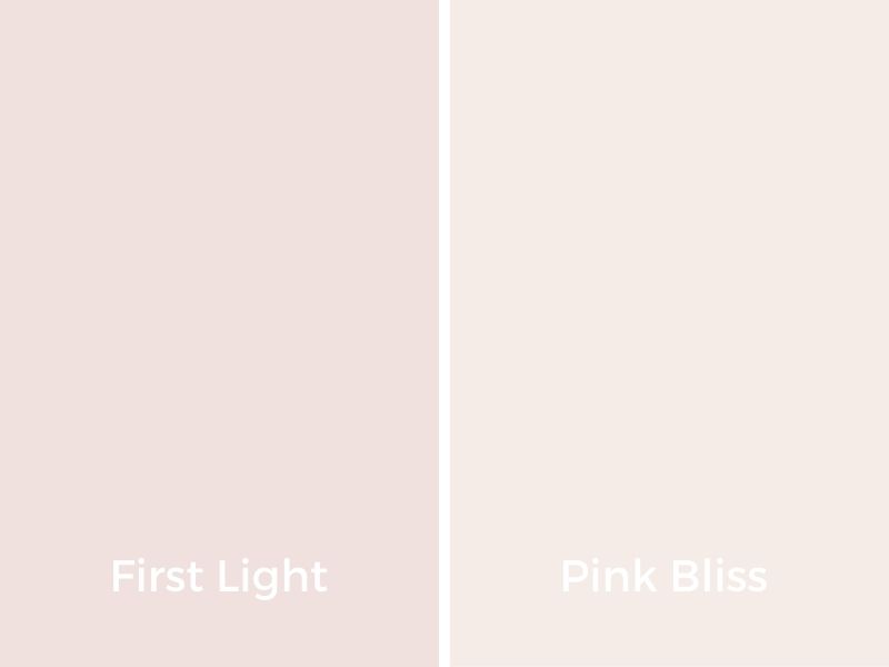 color comparison of first light and pink bliss