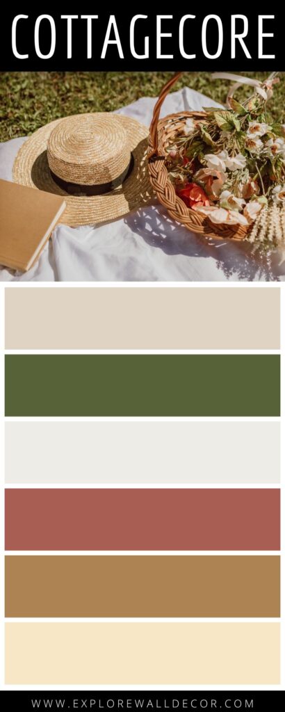six earth toned cottagecore paint color palettes