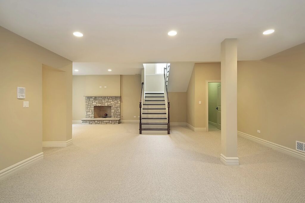 dark windowless basement with recessed lighting - how to brighten up a basement without windows