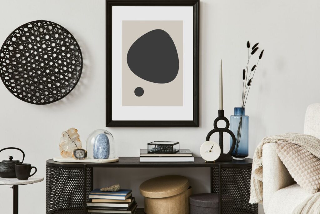 minimalist living room art on a wall