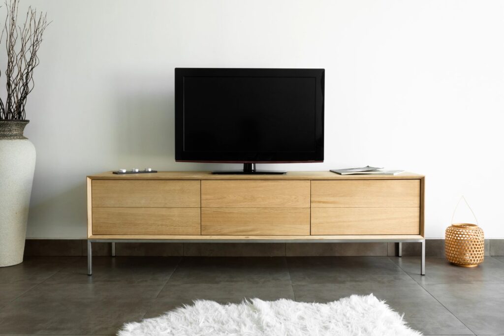 television on a sleek, contemporary stand