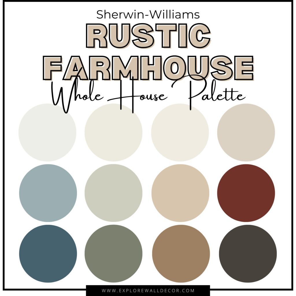 sherwin williams rustic farmhouse whole house paint color palette